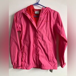Columbia Sportswear Co. Girl’s Lightwt Hooded Jacket, M (10-12), Pink, Omni-Tech